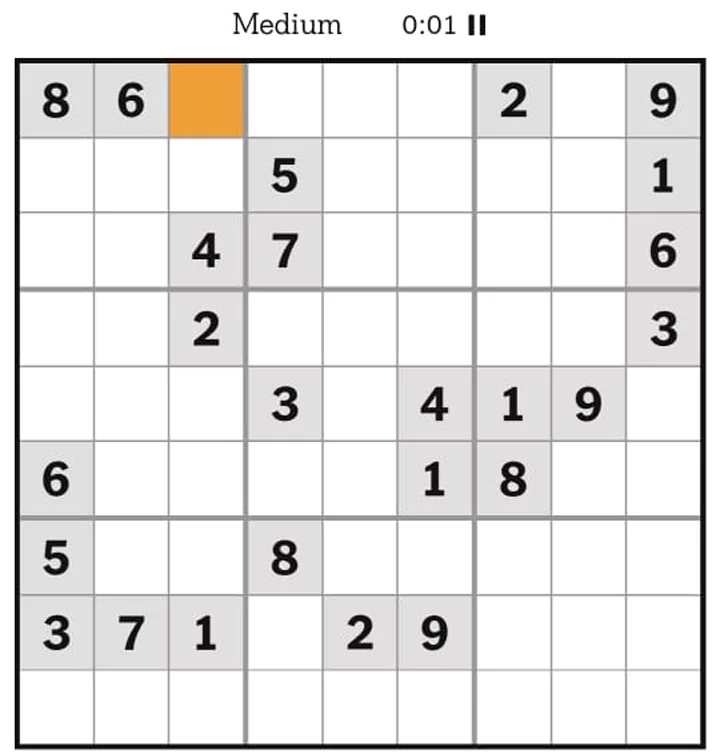 NYTimes Sudoku Medium May 3, 2025