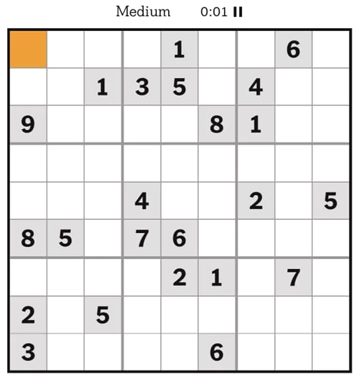 NYTimes Sudoku Medium May 6, 2025