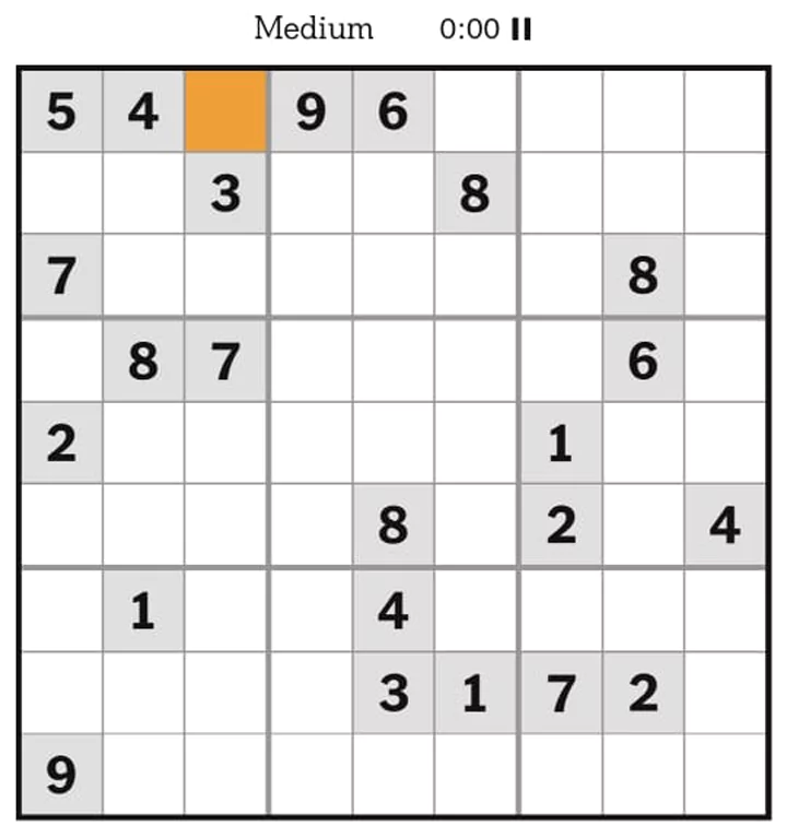 NYTimes Sudoku Medium May 8, 2025