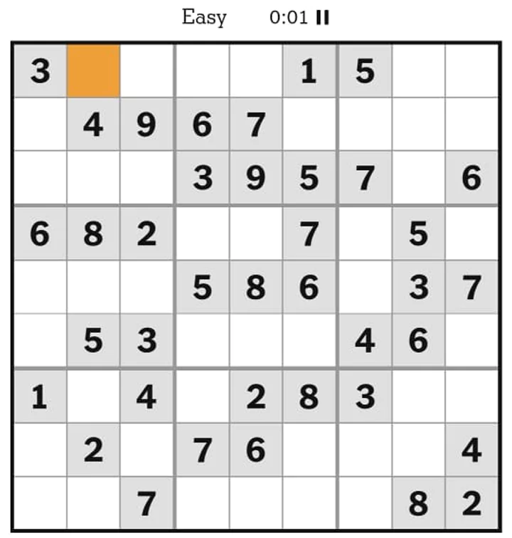 NYT Sudoku Easy Jun 09, 2025