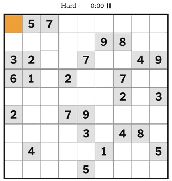 NYT Sudoku Hard Jun 09, 2025
